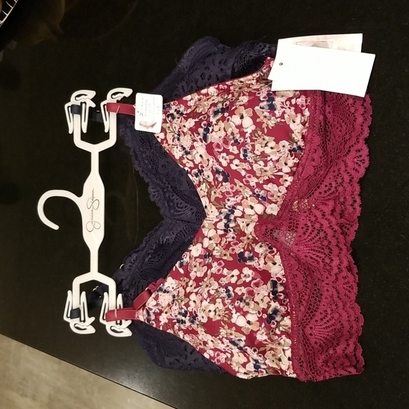 💕JESSICA SIMPSON💕 2 Pack Bralettes Floral & Blue Lace Large L NWT - Picture 3 of 14